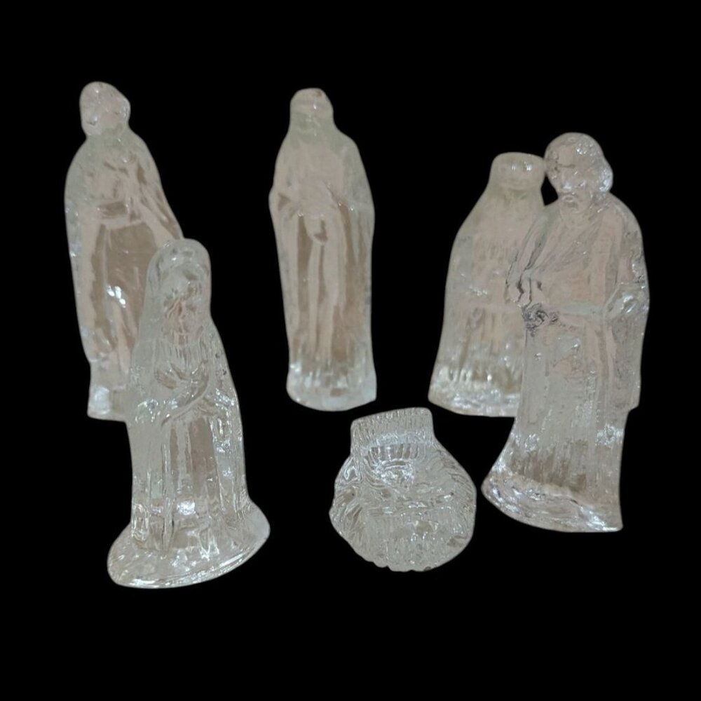 Christmas Nativity Clear glass Figurines  Scene‎ Miniature Display Holiday